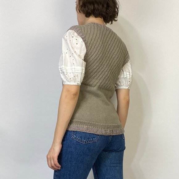 Vintage 80s Handmade Textured SWEATER VEST! S-M - Picture 3 of 7